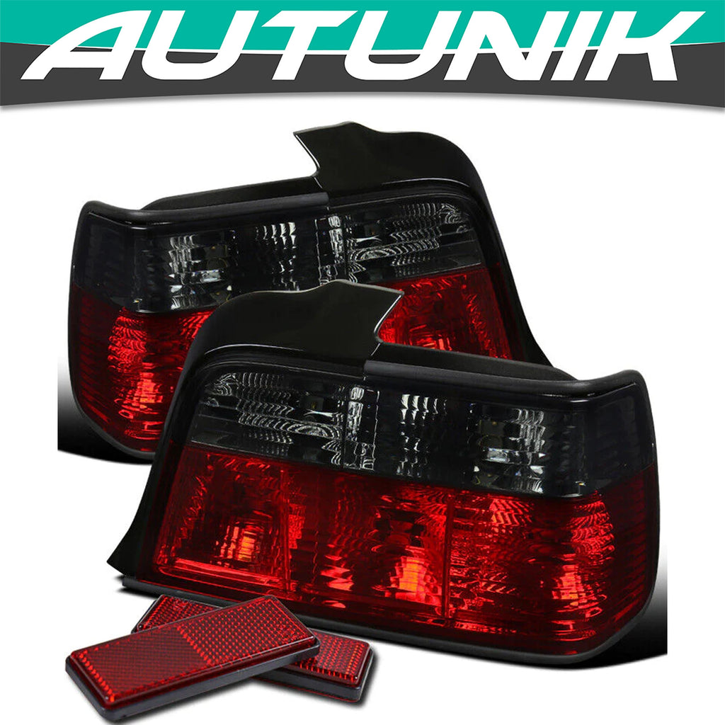 Autunik Red/Smoke Rear Tail Lights Brake Lamps Fit 1992-1998 BMW E36 Sedan 318i 325i 328i