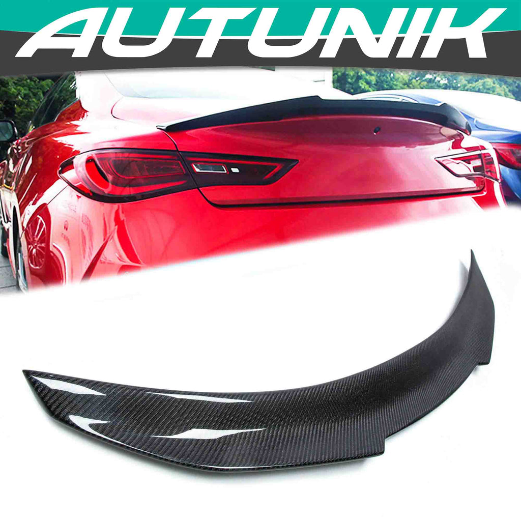 Autunik Real Carbon Fiber Rear Trunk Spoiler Wing PSM Style For Infiniti Q60 2017-2022 if6