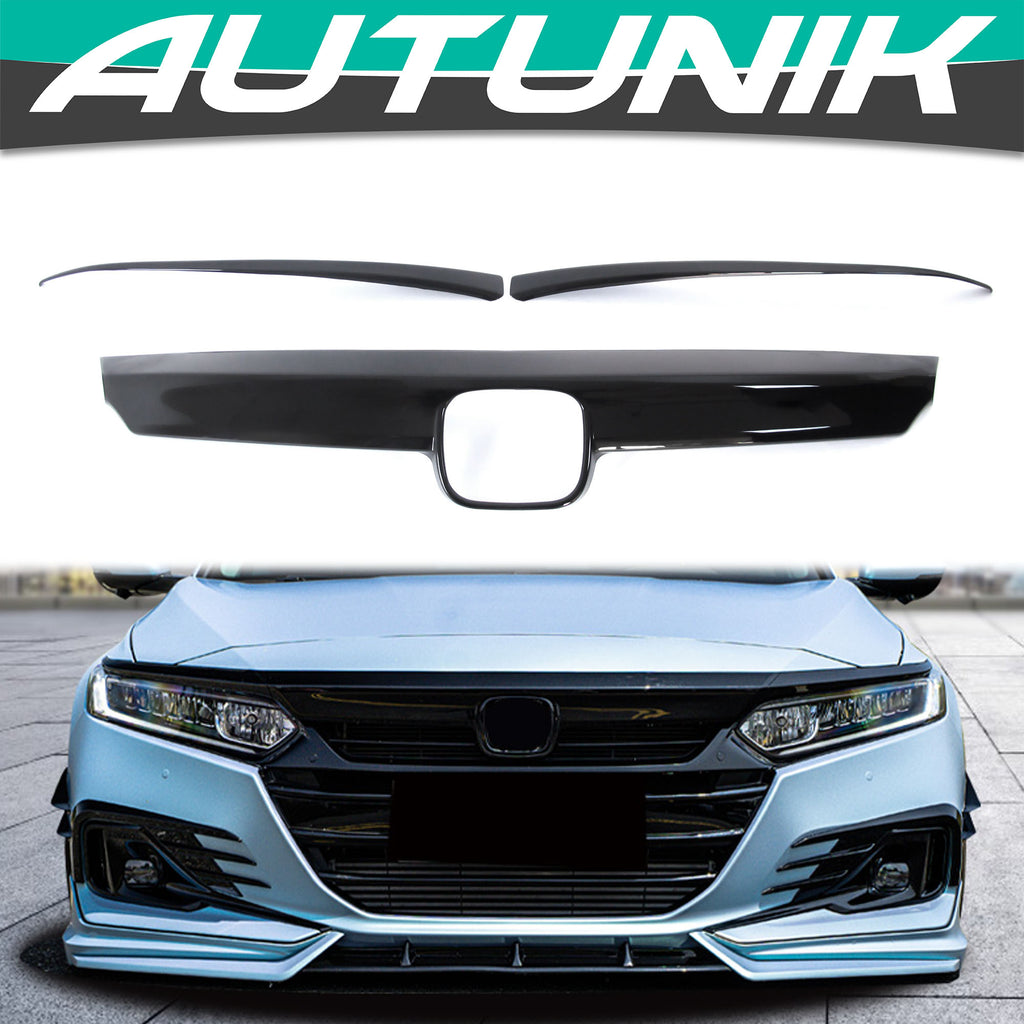 Gloss Black Front Grill Headlight Eyelid Trim Fit For Honda Accord 2021-2023