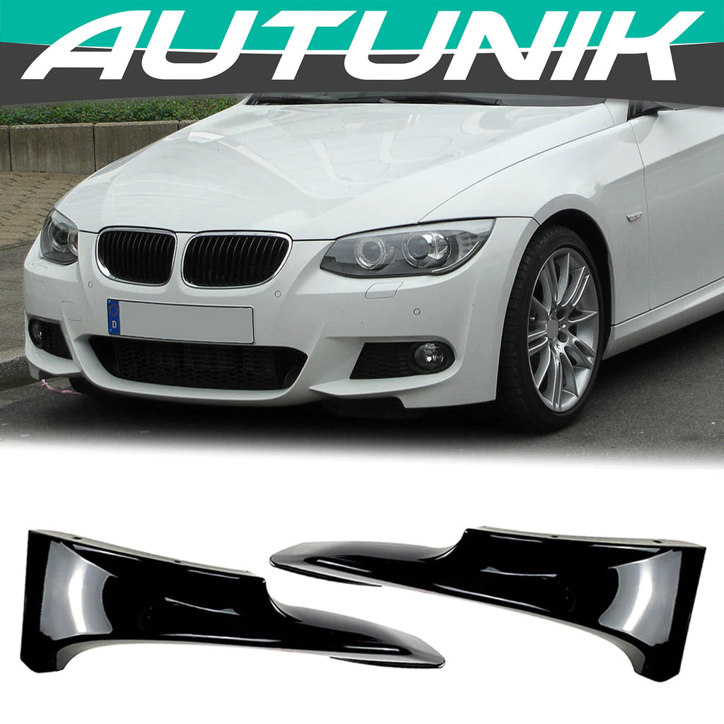 Autunik Front Bumper Splitter Glossy Black For BMW E92 E93 LCI Sedan M Tech Sport 2010 up bm206