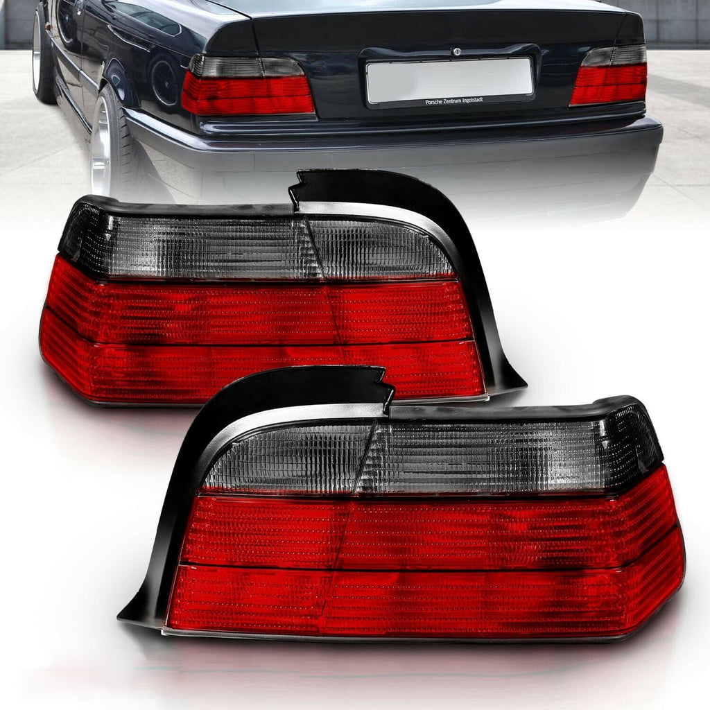 Autunik Red Smoke Rear Tail Lights Taillights Pair For BMW 3Ser E36 M3 2-Door Coupe 1992-1999