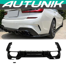 Load image into Gallery viewer, Autunik Glossy Black Rear Bumper Lip Diffuser For 19-22 BMW 3 Series G20 330i M340i Sport