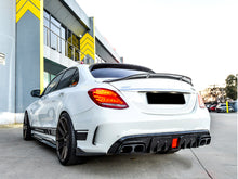 Load image into Gallery viewer, B Style Rear Diffuser w/ LED + Black Exhaust Tips For 15-21 Mercedes W205 Sedan C300 C450 C43 AMG di8
