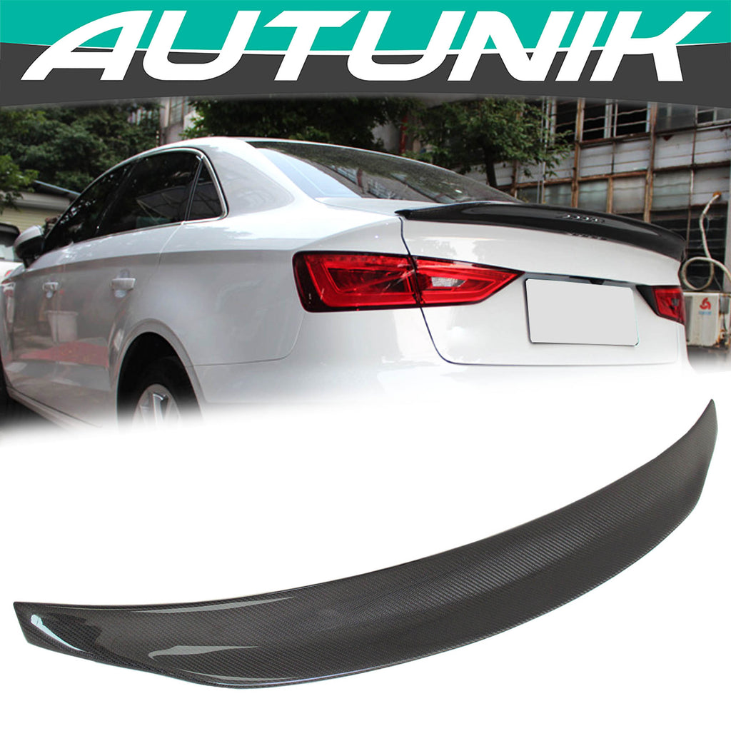 Autunik Real Carbon Fiber Trunk Spoiler Wing for AUDI A3 8V S3 RS3 Sedan 2014-2020 od96