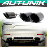 Autunik For 2019-2021 Porsche Cayenne Black Sport Exhaust Tips Tailpipe GTS-Look et85