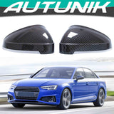 Carbon Look Side Mirror Cover Caps For 2017-2023 Audi A4 S4 B9 A5 S5 w/ Lane Assist mc129