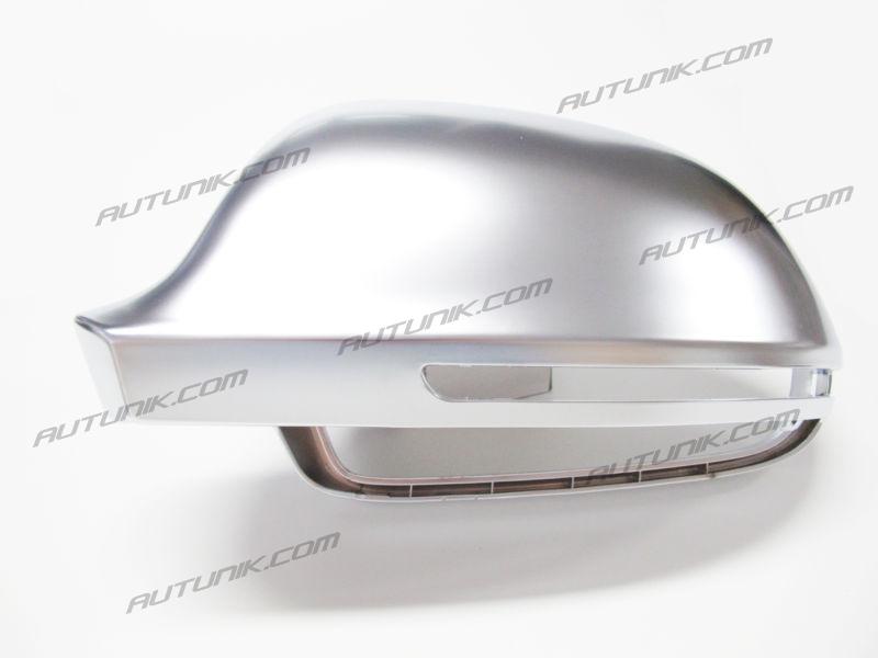 Autunik For 2008-2012 Aud A4 B8 S4 A5 S5 Chrome Mirror Cover Caps Replacement w/o Lane Assist mc2
