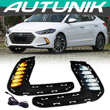 Autunik LED DRL Turn Signal Lights Fog Lamps for Hyundai Elantra 2017-2018