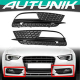 Autunik Front Fog Light Grill Covers Bezels For AUDI A5 B8 8T 2013-2016 Non S-line
