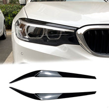 Charger l&#39;image dans la galerie, Gloss Black Headlight Eyelid Cover Eyebrow For BMW 5-Series G30 530I 540I M550I 2017-2023