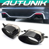 Autunik Black Exhaust Muffler Tips Tailpipes For Audi A4 A5 A6 A7 Up To RS3 RS4 RS6 RS7