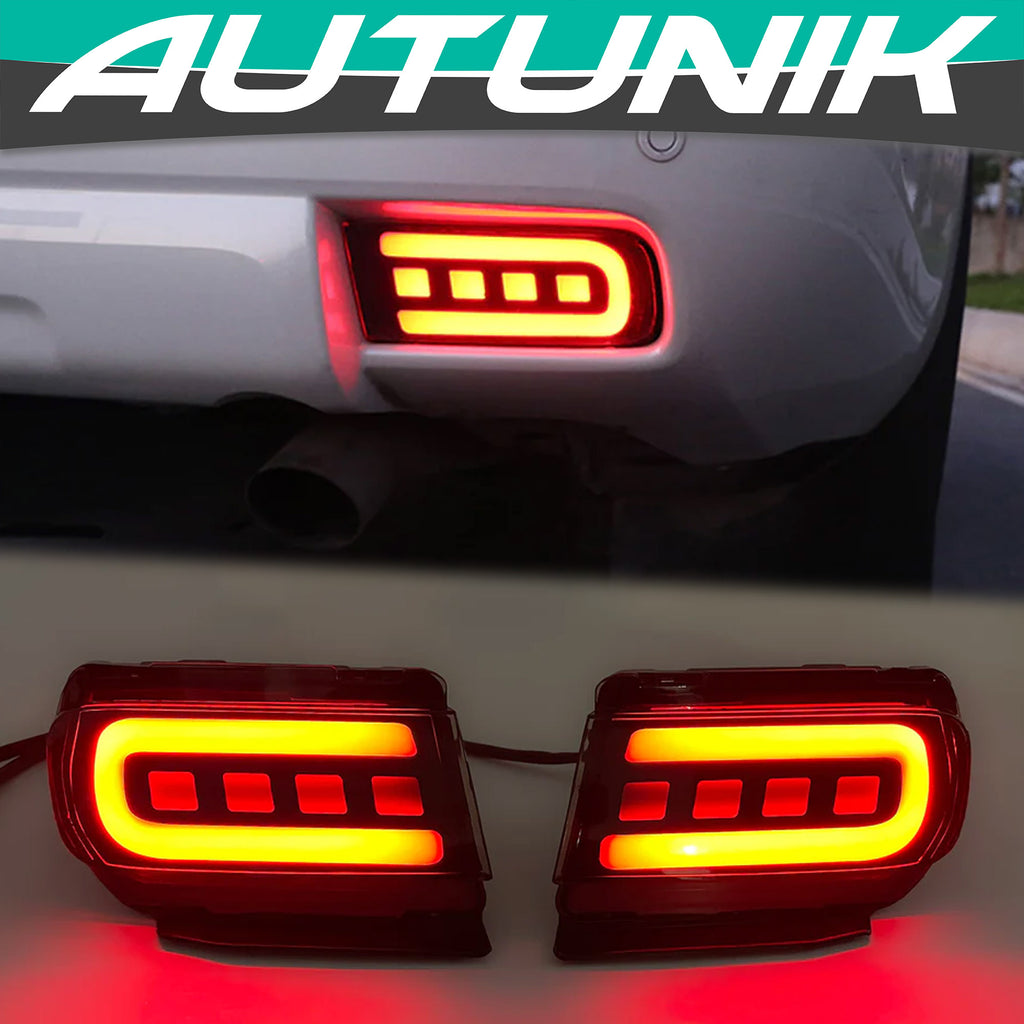 Autunik For 2010-2021 Toyota Land Cruiser Prado J150 Smoke Lens LED Rear Bumper Tail Lights Turn Signal