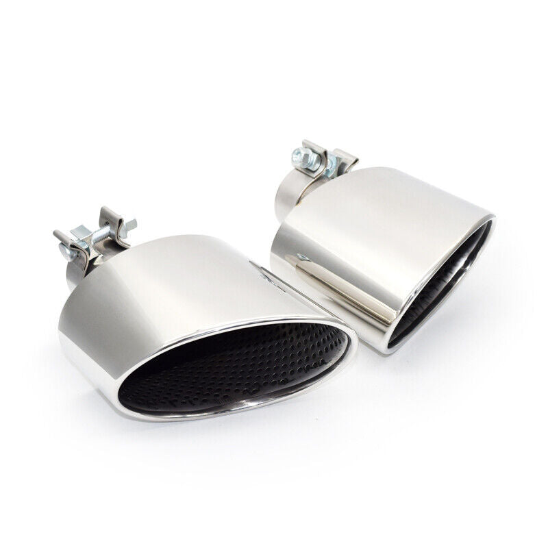 Autunik Silver Car Exhaust Pipe Tip Tail Muffler For Audi A4 A5 A6 A7 Up To RS4 RS5 RS6 RS7