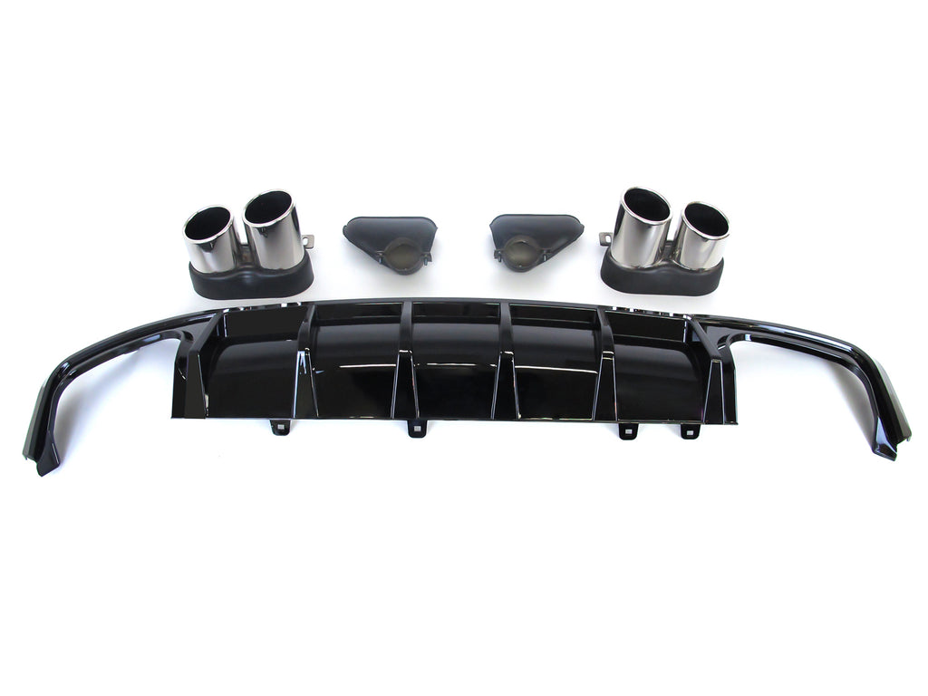 S7 Look Rear Diffuser w/ Silver Exhaust Tips For Audi C8 A7 S-line S7 2019-2023 di155