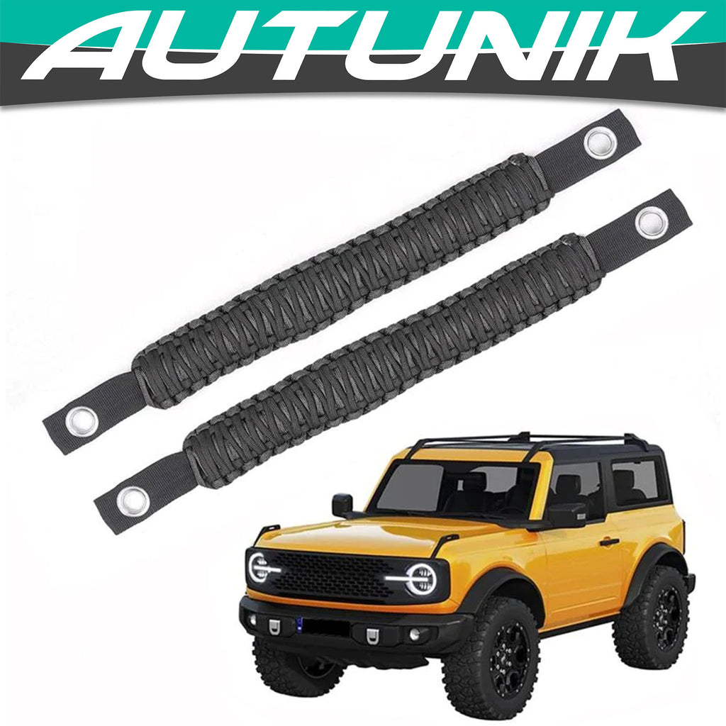Autunik 2PCS Black Roll Bar Grab Handles Paracord Grip Handle for Ford Bronco 2021-2023