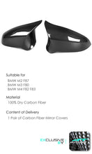 Laden Sie das Bild in den Galerie-Viewer, 100% Dry Carbon Fiber Mirror Covers M Style for BMW M3 F80 M4 F82 M2 Competition F87 mc151