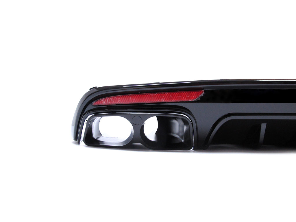 Carbon Look Rear Diffuser w/ Light + Black Exhaust Tips For 13-17 Mercedes S-Class W222 Sedan AMG Pack di136