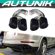 Load image into Gallery viewer, Autunik For 2015-2018 Porsche Cayenne 92A 958 V6 V8 Sport Exhaust Tips Tailpipe Black / Silver