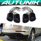 Autunik For 2015-2018 Porsche Cayenne 92A 958 V6 V8 Sport Exhaust Tips Tailpipe Black / Silver