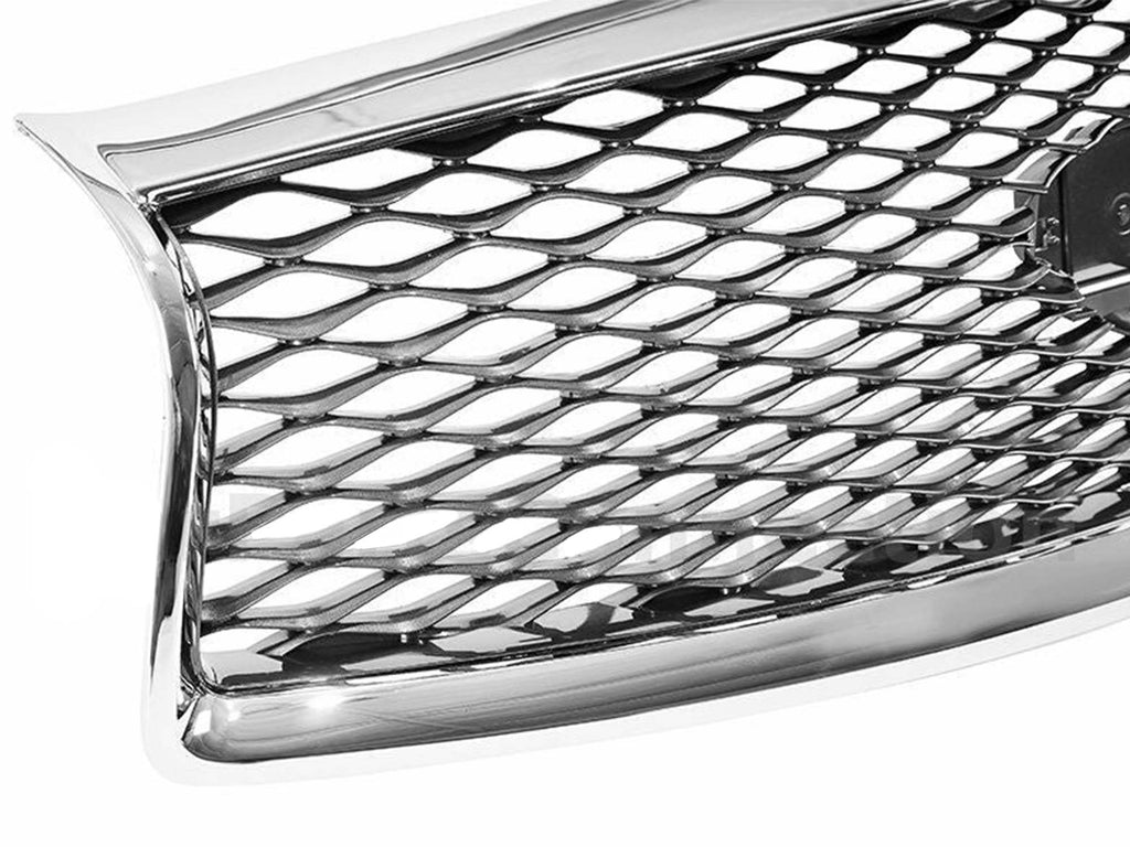 Autunik For 2014-2017 Infiniti Q50 Chrme Front Bumper Grille Grill - No Parking Sensors& Camera