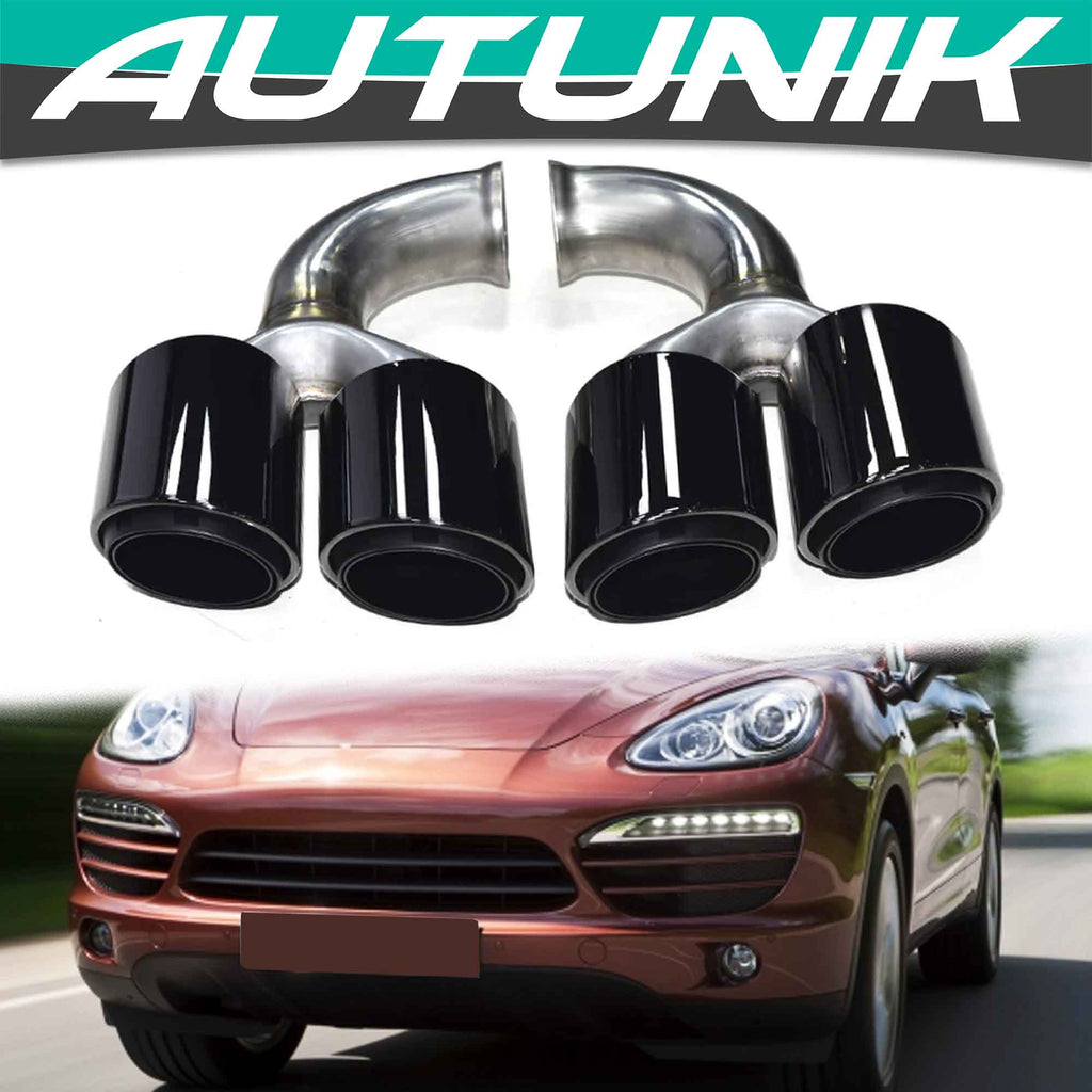 Autunik For 2011-2014 Porsche Cayenne 92A 958 V6 V8 Sport Exhaust Tips Tailpipe Chrome/Black