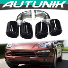 Charger l&#39;image dans la galerie, Autunik For 2011-2014 Porsche Cayenne 92A 958 V6 V8 Sport Exhaust Tips Tailpipe Chrome/Black