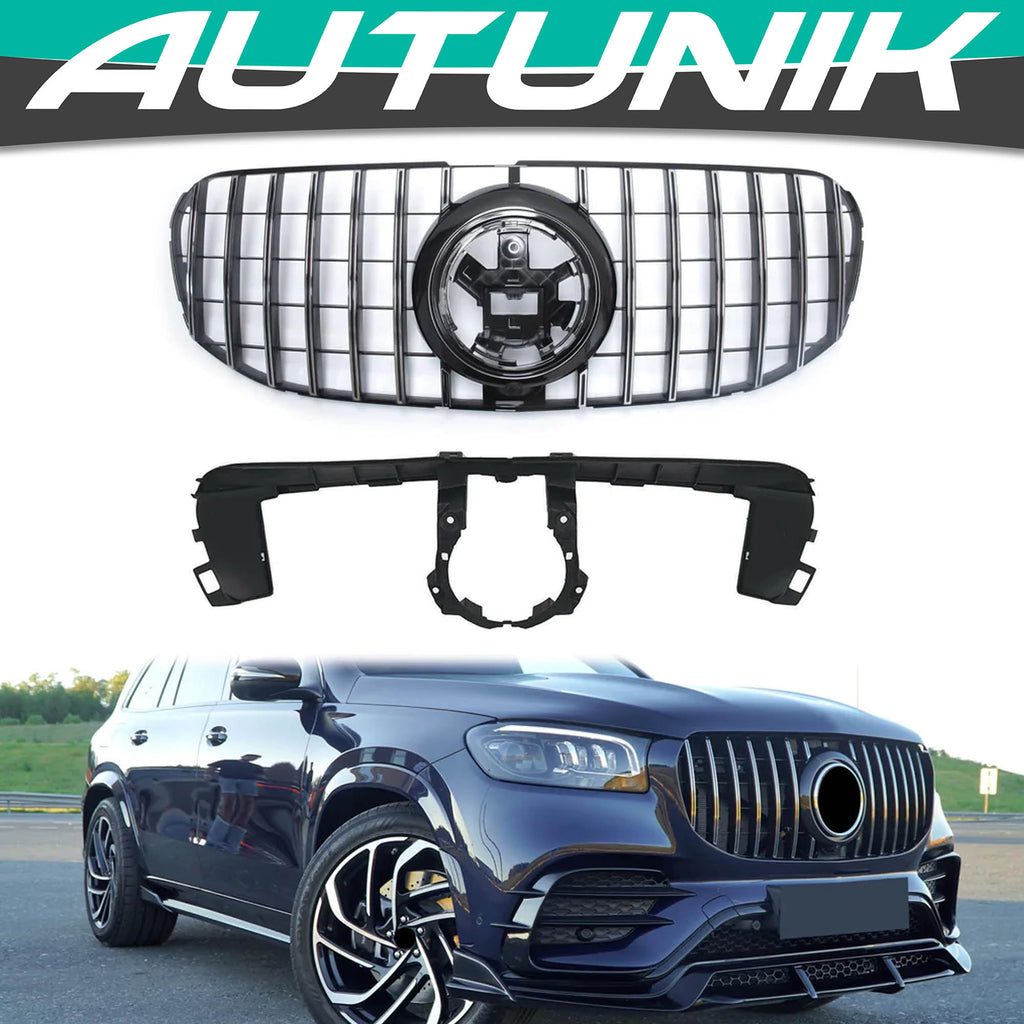 Autunik GT Front Grill Grille For Mercedes-Benz X167 GLS 2020-2022 fg185 - Chrome/Black