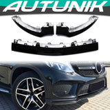 Autunik Glossy Black Front Bumper Lip Spoiler Molding Trim For Mercedes GLE C292 GLE43 AMG 2016-2019 di108