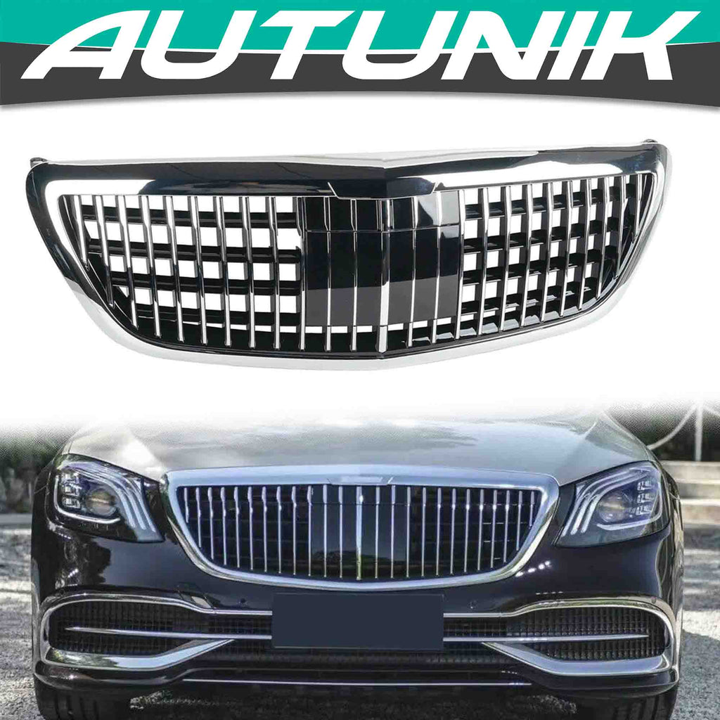 Autunik For 2014-2020 Mercedes S-Class W222 Sedan Maybach Look Front Grille Grill Chrome