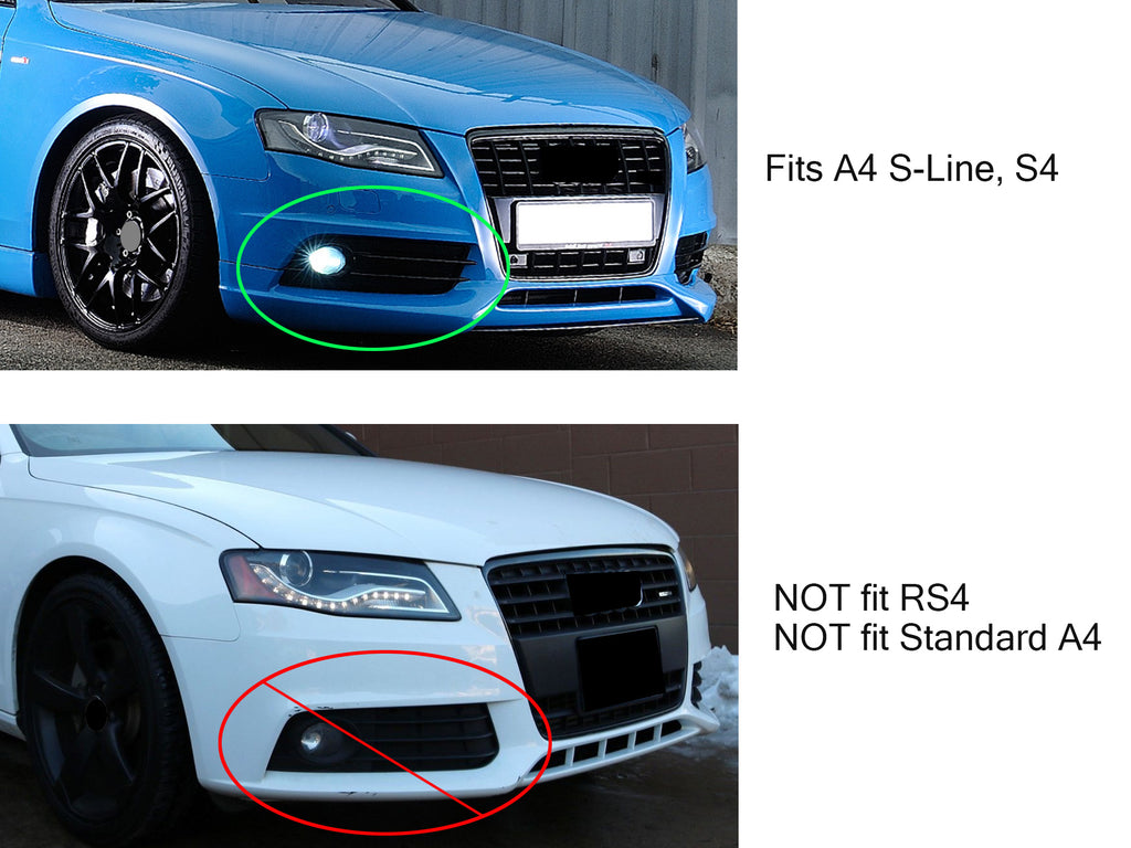 Chrome Black Front Fog Light Cover Lower Grille For 08-12 Audi S4 B8 A4 S-Line