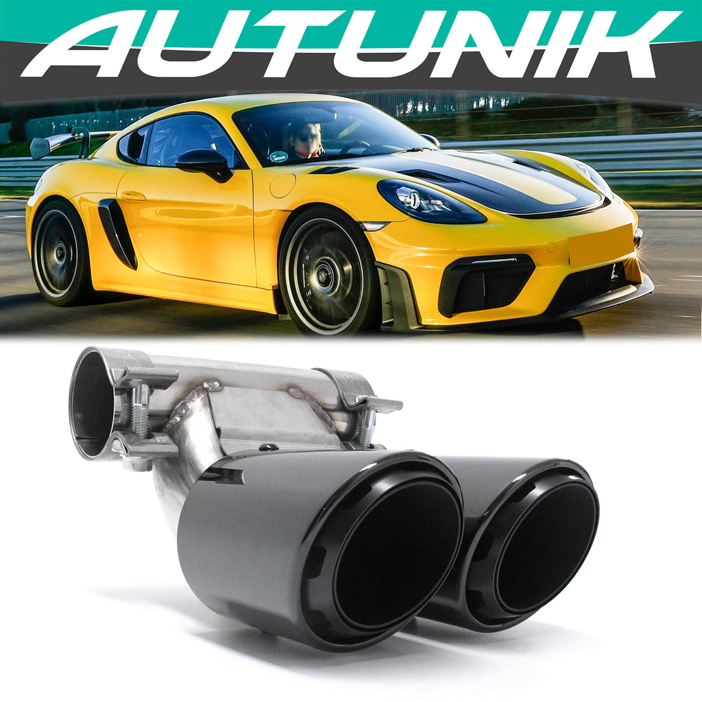 Autunik Black Sport Exhaust Tips Tailpipe for 2017-2022 Porsche 718 Cayman Boxster 982 et187
