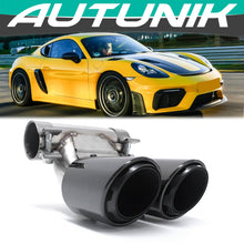 Load image into Gallery viewer, Autunik Black Sport Exhaust Tips Tailpipe for 2017-2022 Porsche 718 Cayman Boxster 982 et187