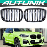 Gloss Black Front Hood Kidney Grille For 18-21 BMW X3 G01 X4 G02 fg44