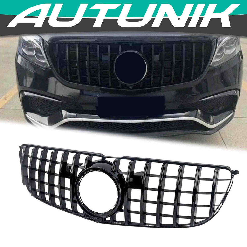 Autunik Glossy Black GT Grille Front Bumper Grill For Mercedes-Benz X166 GLS-CLASS 2016-2019