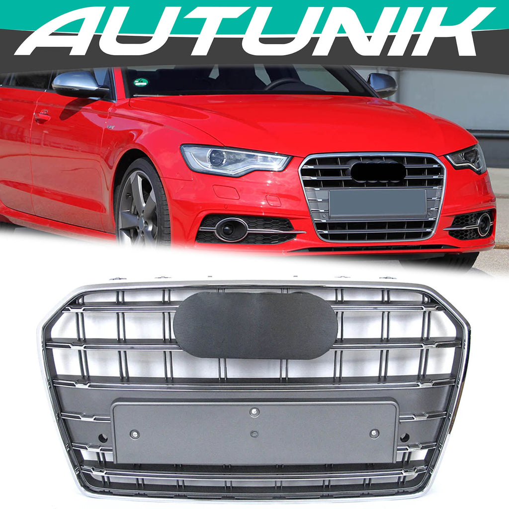 S6 Style Chrome Front Bumper Grille for Audi A6 C7 2016-2018 fg212