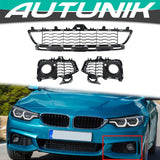 Front Fog Grill + Lower Bumper Grille For BMW F32/F33/F36 M Sport 2014-2021