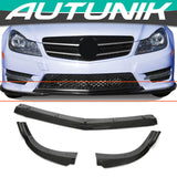 Autunik For 2012-2014 Mercedes W204 C250 C300 AMG Sport Carbon Look Front Bumper Lip Spoiler Splitters