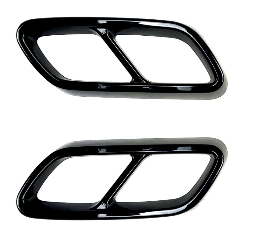Autunik For 2022-2023 Mercedes Benz C-Class W206 Black Rear Exhaust Pipe Cover Trims