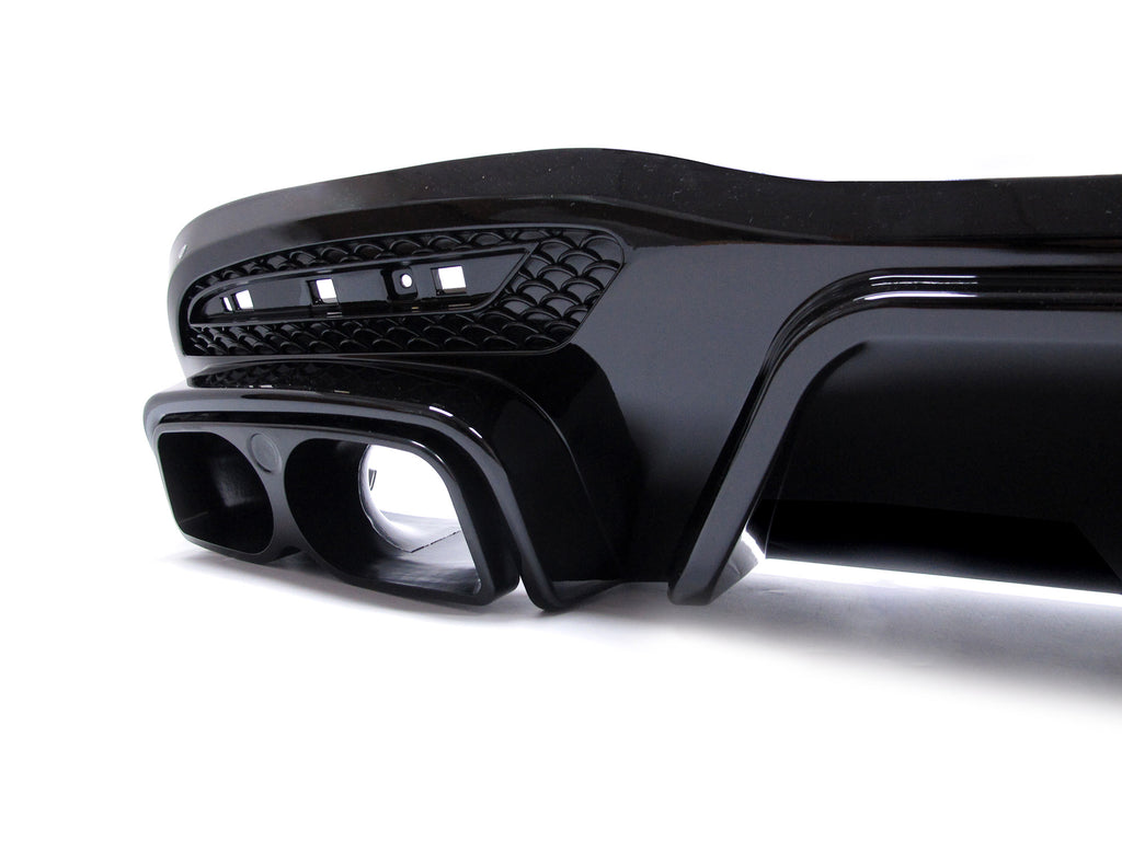 Rear Diffuser w/ LED Light + Black Exhaust Tips for Mercedes GLE W166 AMG Pack 2015-2018 di137