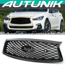 Charger l&#39;image dans la galerie, Gloss Black Honeycomb Front Grille For 2018-2022 Infiniti Q50 - With Camera &amp; Parking Sensors