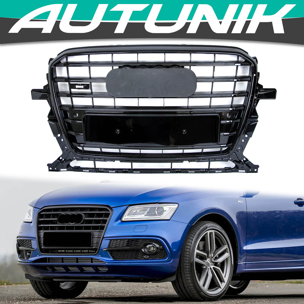 Autunik For 2013-2017 Audi Q5 Non S-Line Black Front Grille Bumper Grill Radiator fg211