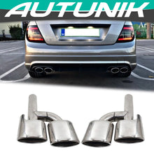 Load image into Gallery viewer, Autunik Pair Silver Exhaust Tips Muffler Pipe For Mercedes-Benz C-Class W204 C300 C350 C63 AMG Sport Bumper