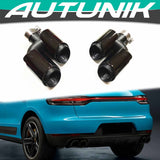 Autunik For 2014-2018 Porsche Macan Base 2.0T Black Sport Exhaust Tips Tailpipe 3-Layers