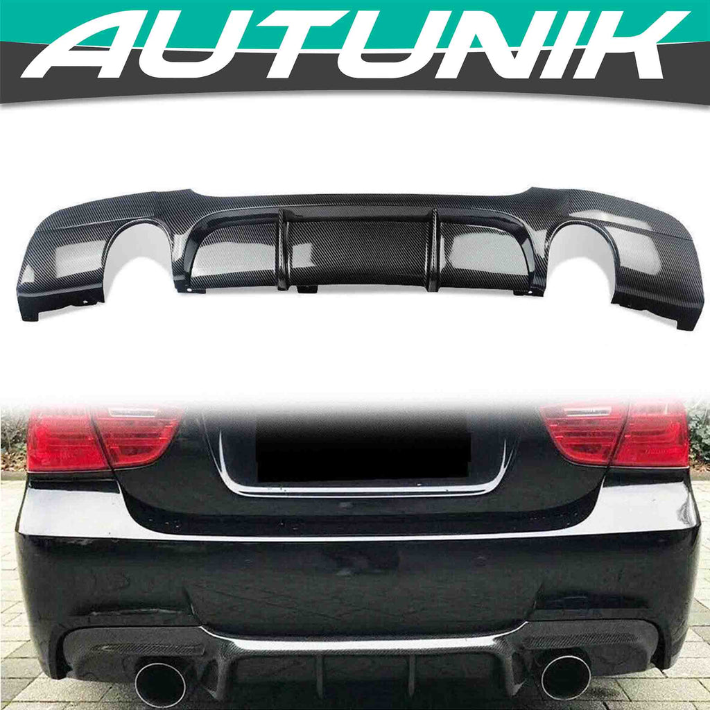 Autunik Carbon Fiber Style Rear Diffuser For BMW 3 Series E90 E91 M Sport 335i Type 2005-2011