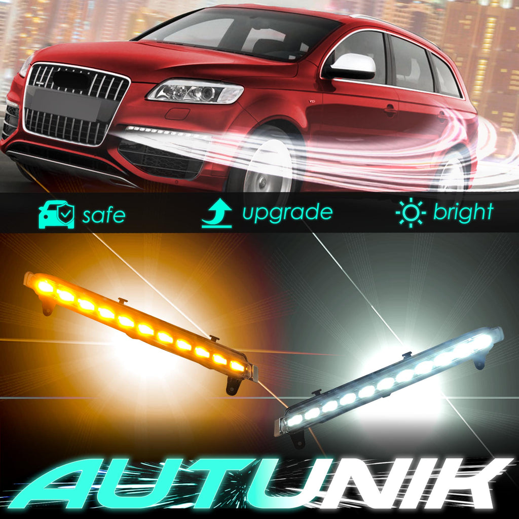 Autunik LED Daytime Running Light DRL Turn Signals Fog Lamps For Audi Q7 2007-2009 dr2