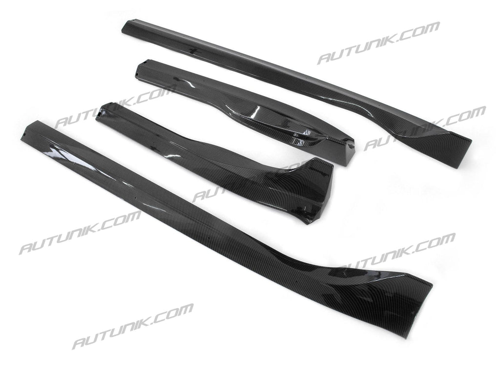 Autunik Carbon Fiber Look Side Skirt Extension Rocker Panel Fits 17-22 Tesla Model 3 te15