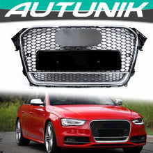 Load image into Gallery viewer, Quattro Look Chrome Honeycomb Front Hood Grille For 2013-2016 Audi B8 A4 S4 B8.5 fg207