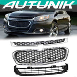 3PCS Front Upper Grille Center Lower Grill for Chevrolet Malibu 2014-2016