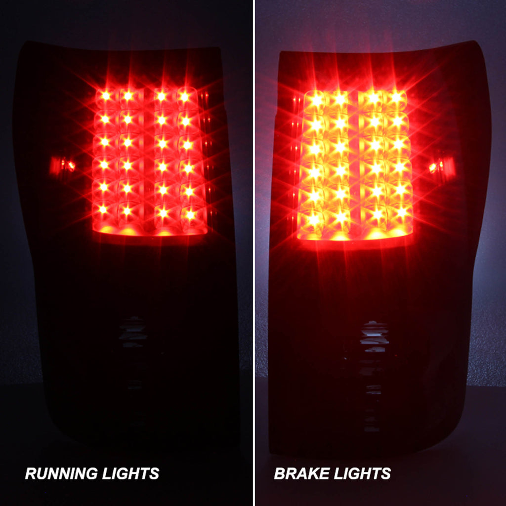 Autunik For 2007-2013 Toyoto Tundra LED Tail Lights Black Smoke Rear Brake Lamps