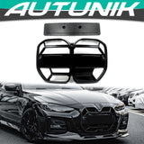 Autunik For 2021-2023 BMW 4-Series G22 G23 Gloss Black Front Bumper Grille Grill